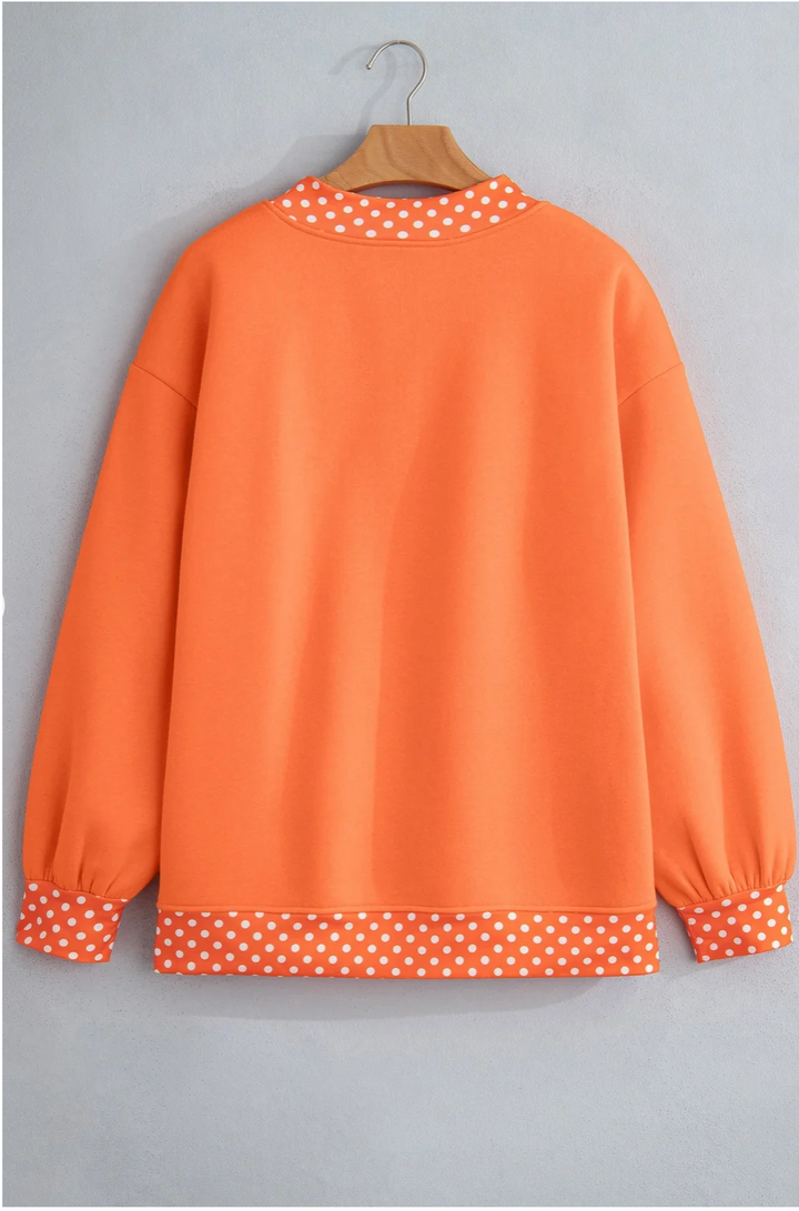"BOO" Polka Dot Orange Mock Neck