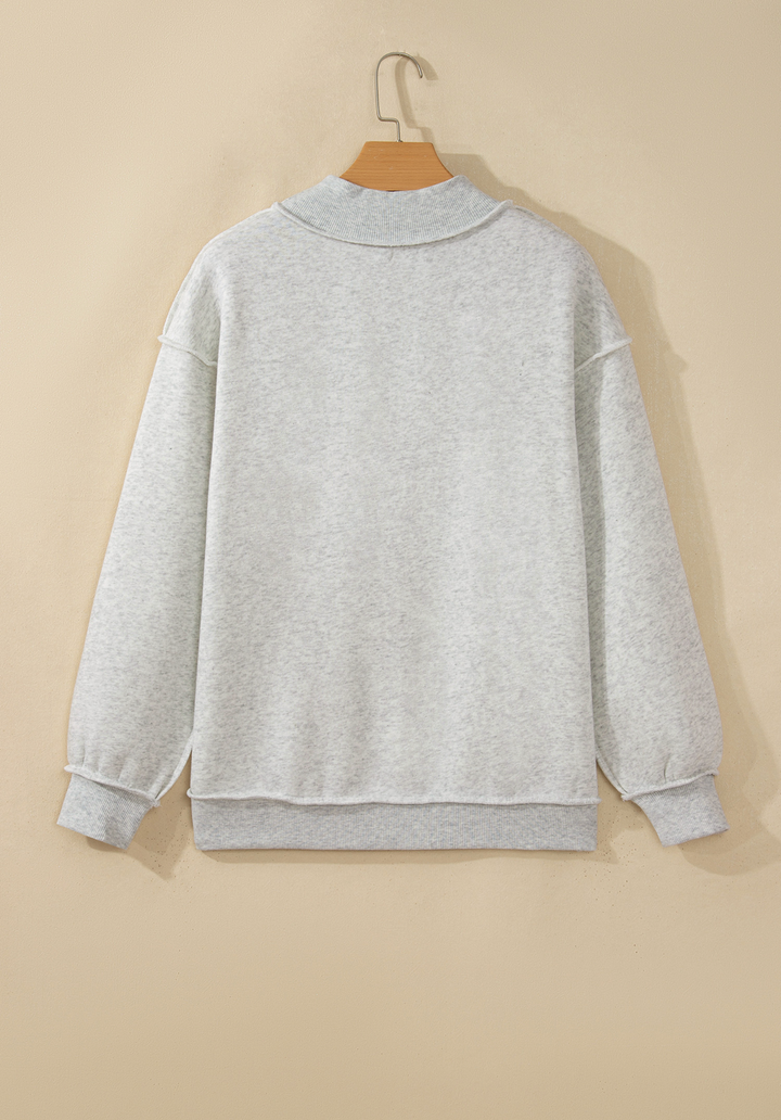 "Saved By Grace" Gray Mock Neck With Red Lettering