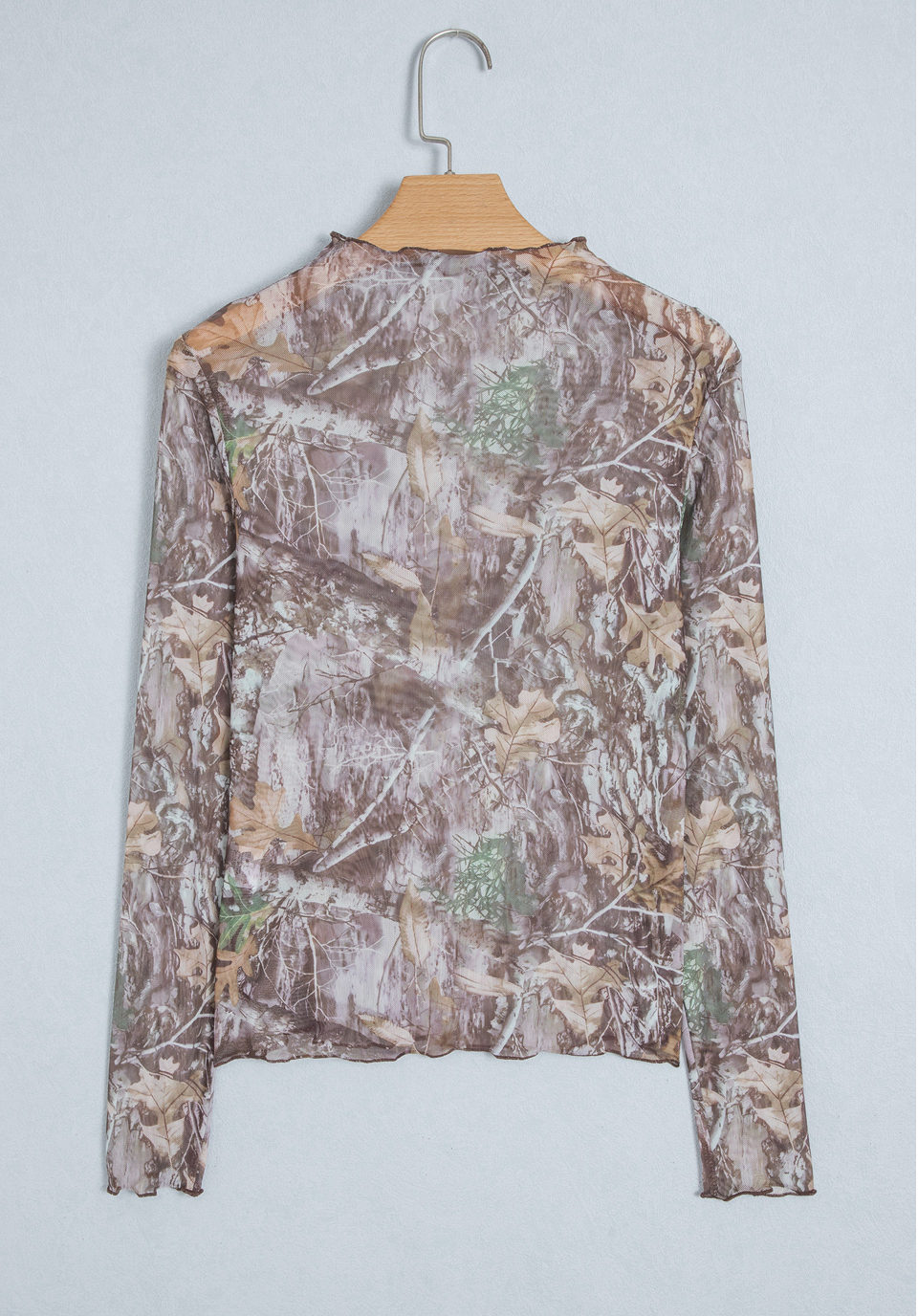 Camo Long Sleeve Mesh Top