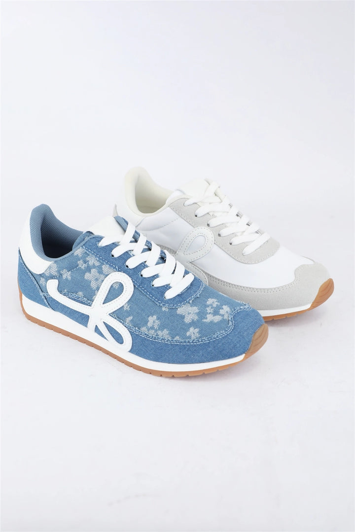 Cream Bow Tennis Shoe