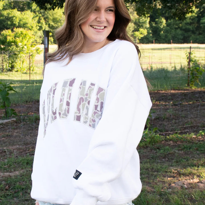 Lulu Mac White Camo Crewneck