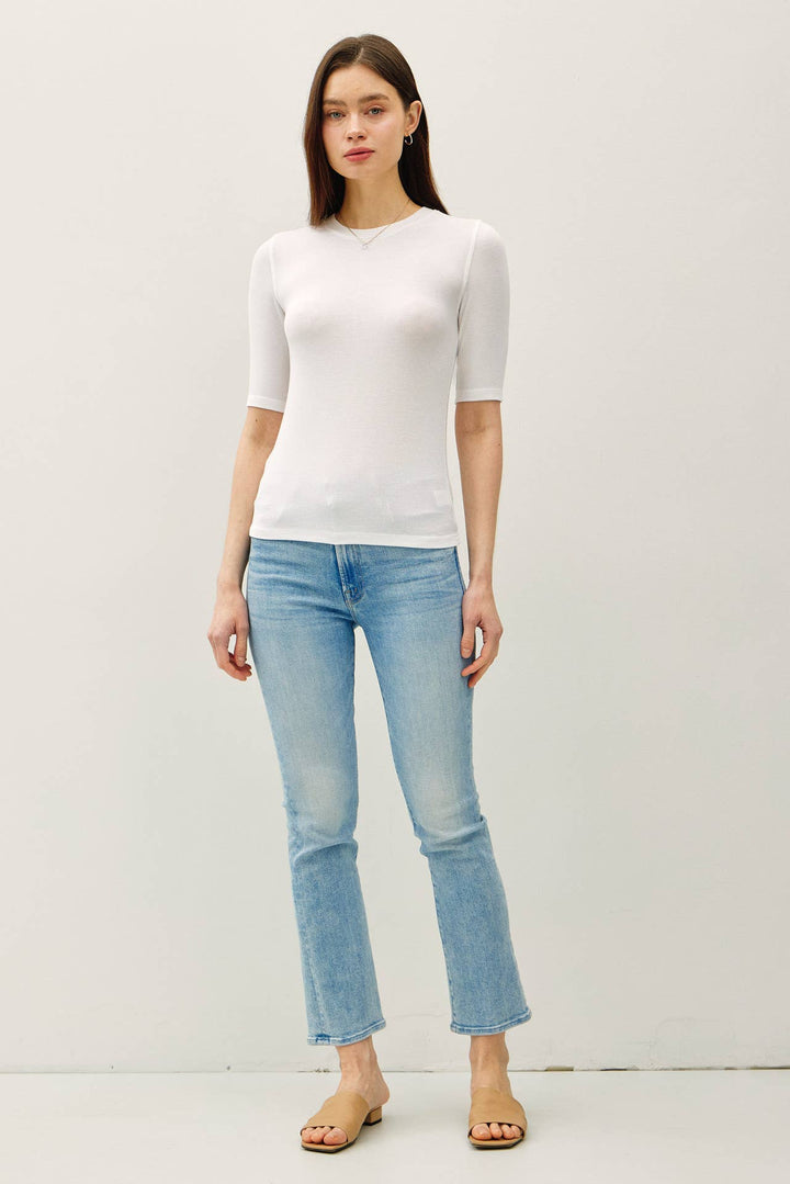 MODAL CLASSIC RIBBED CREWNECK SHORT SLEEVE TOP