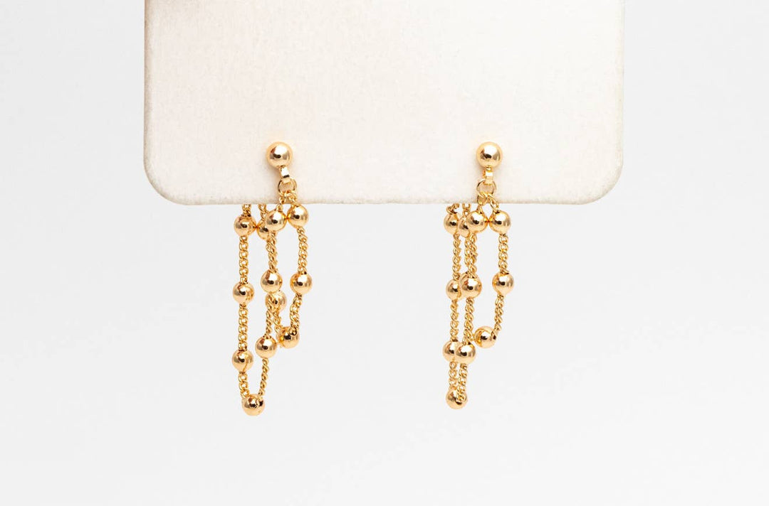 Eddie gold chain tassel earrings-hypoallergenic-non tarnish