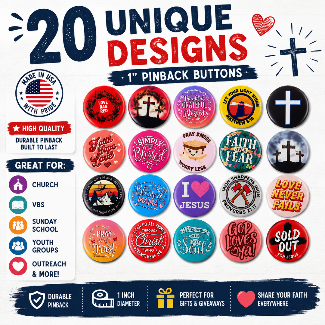 Christian Button Assortment - 1" Round Pinback Buttons