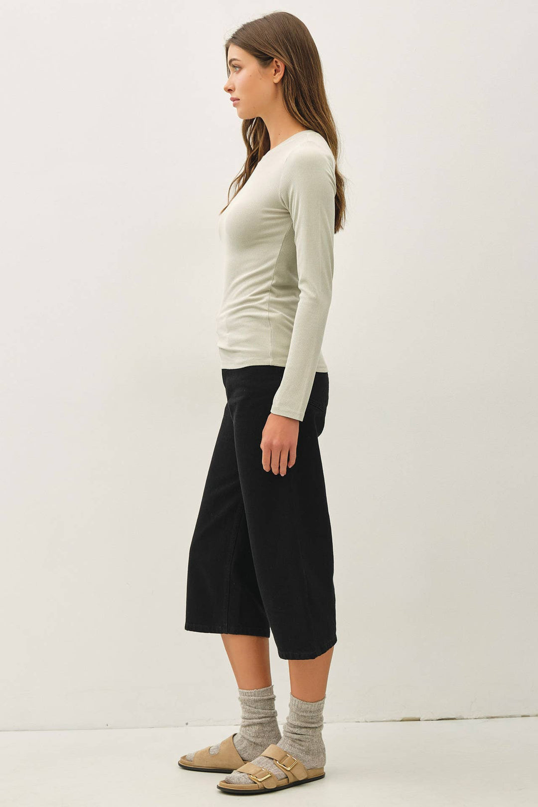 RIBBED CREWNECK LONGSLEEVE BASIC TOP