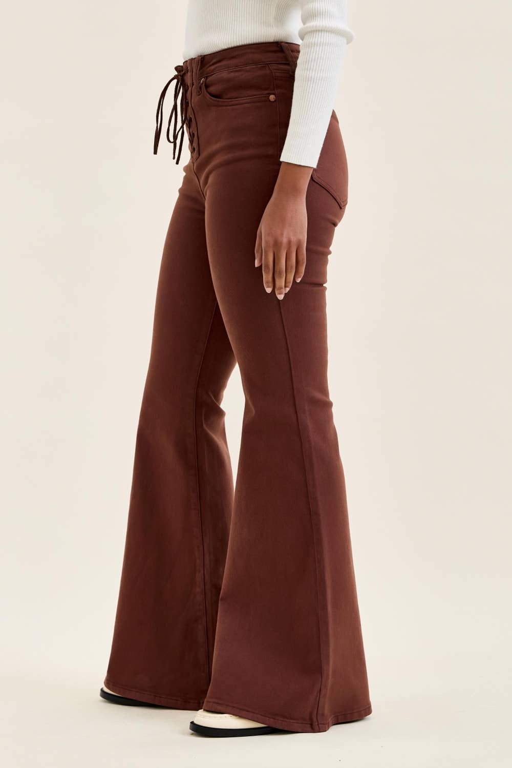 HW JAQUELINE Flare w/ Lace Up C Cocoa Brown