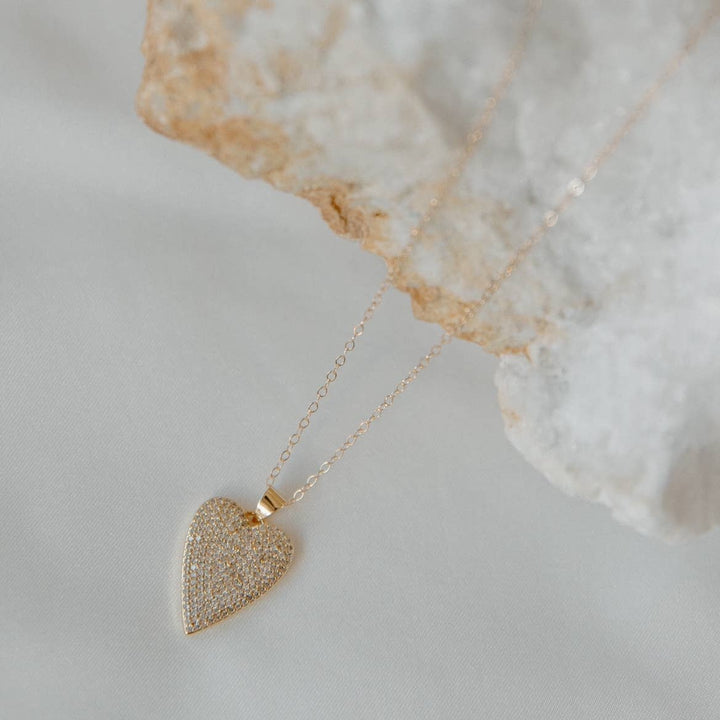 One Love Heart CZ Necklace Gold Filled