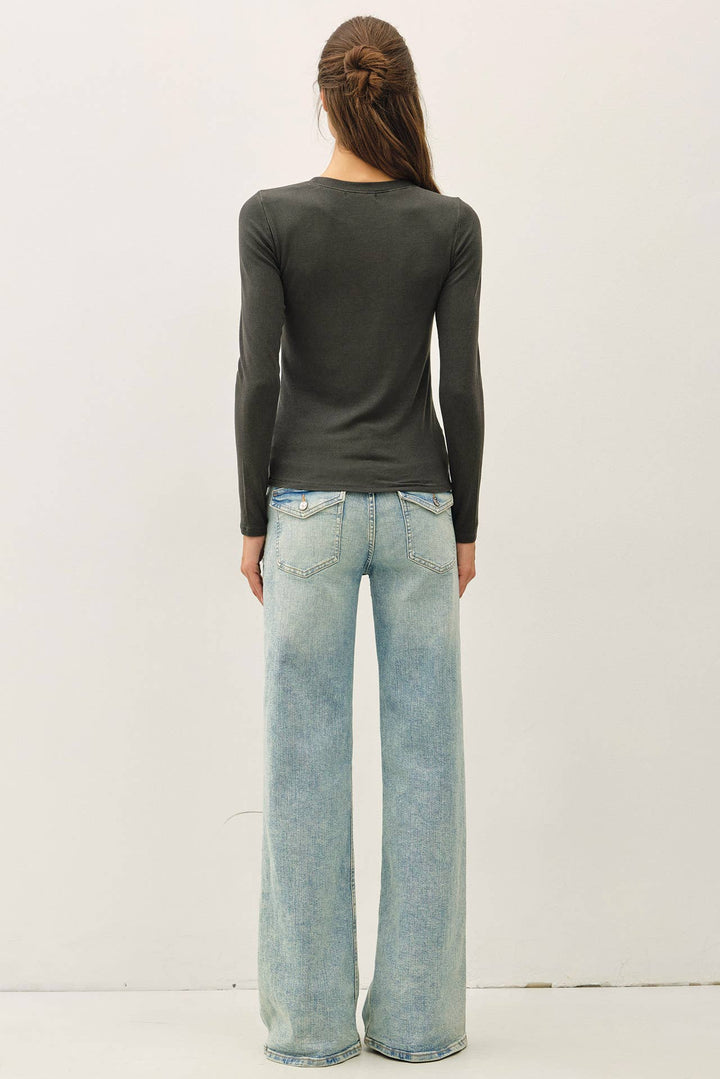 RIBBED CREWNECK LONGSLEEVE BASIC TOP