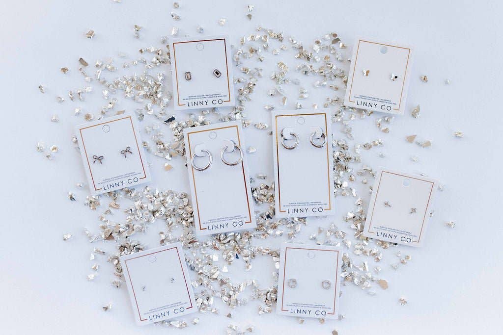 Screwback Stud Earrings - Sadie Bow Silver