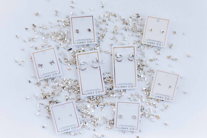 Screwback Stud Earrings - Sadie Bow Silver