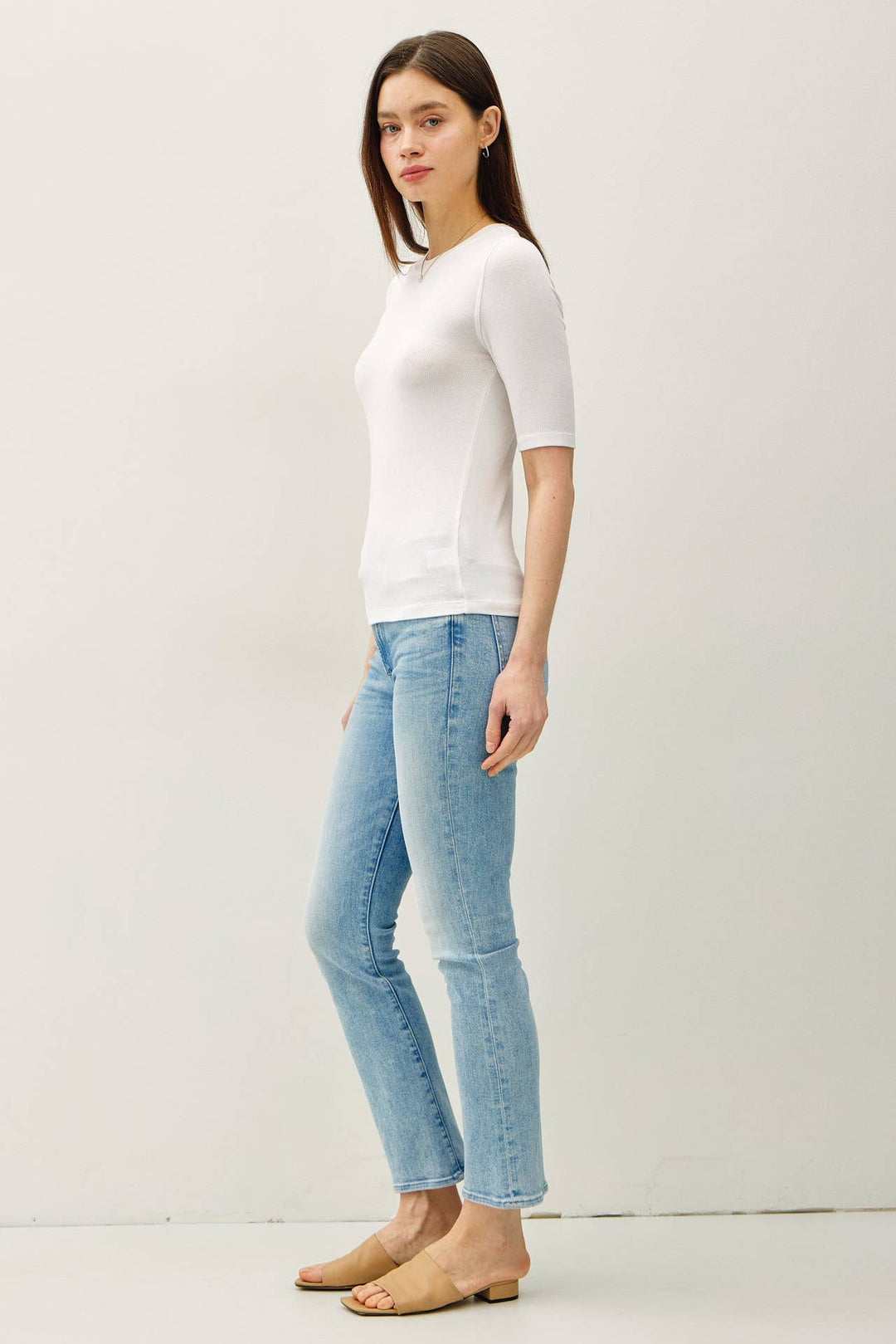 MODAL CLASSIC RIBBED CREWNECK SHORT SLEEVE TOP