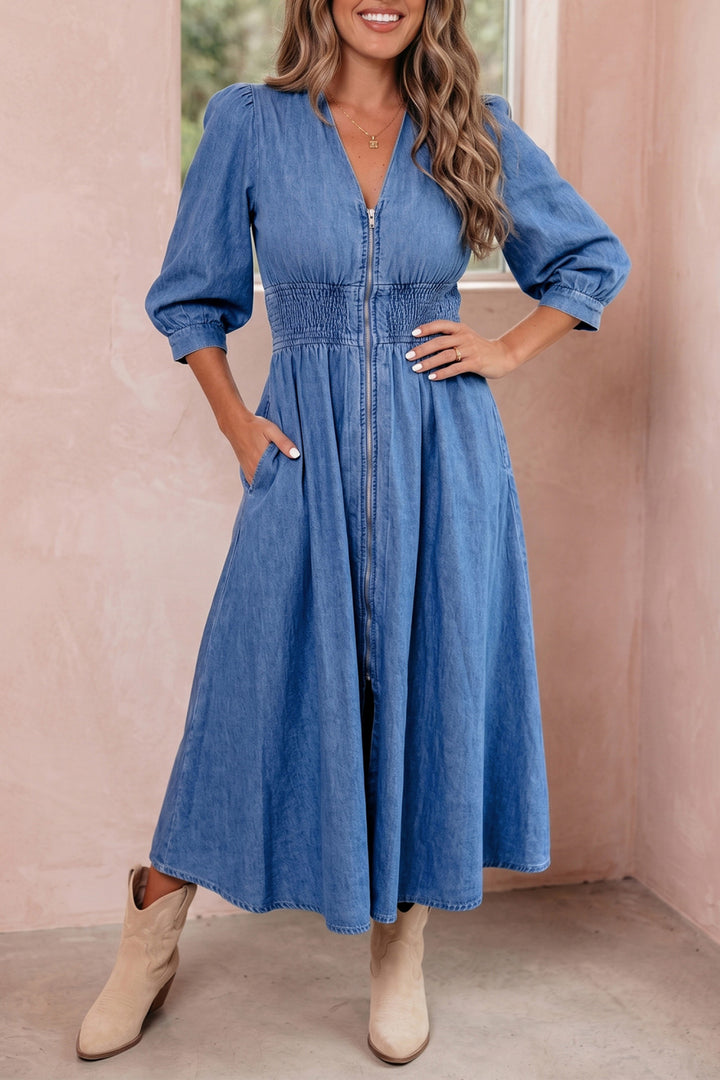 Blue Jean Zip Up Dress