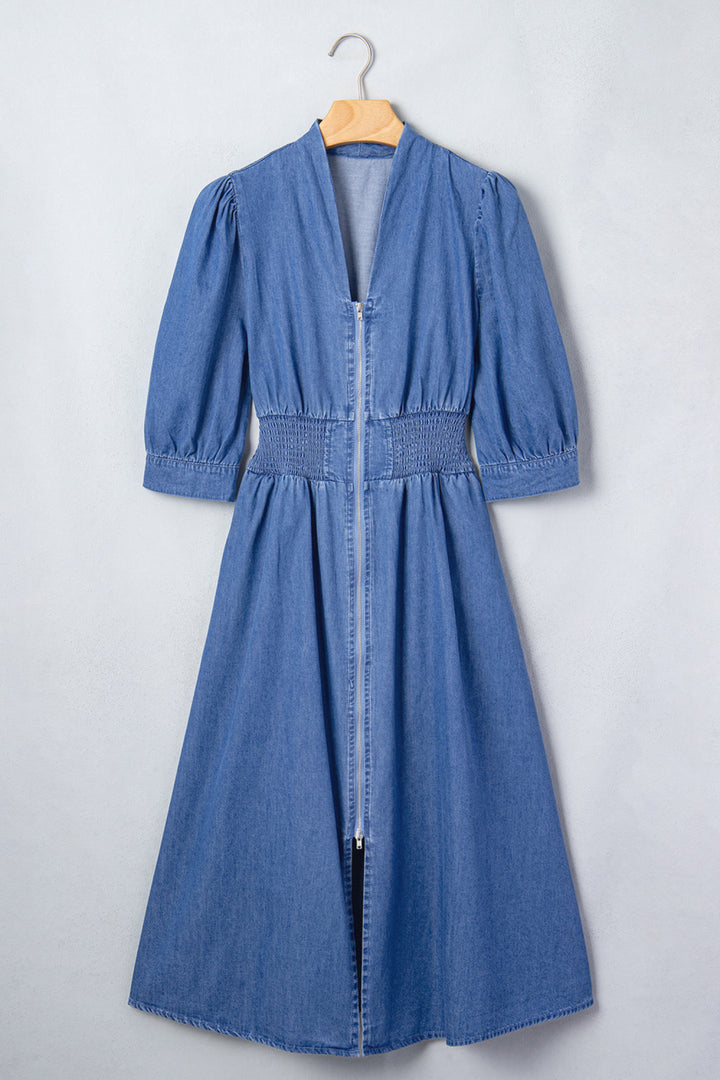 Blue Jean Zip Up Dress