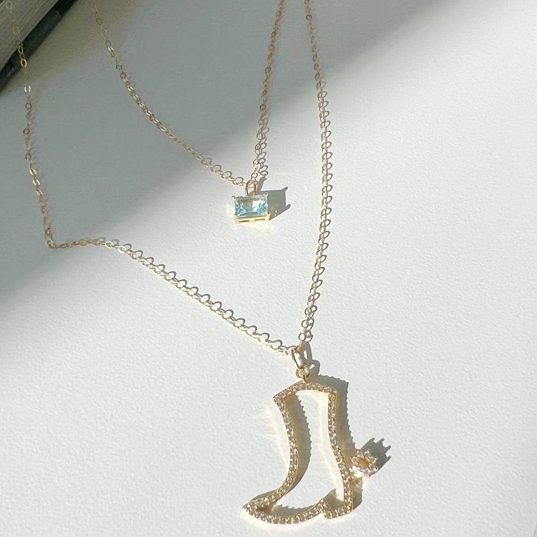 Nashville Cowboy Boot Bachelorette Necklace Gold Filled