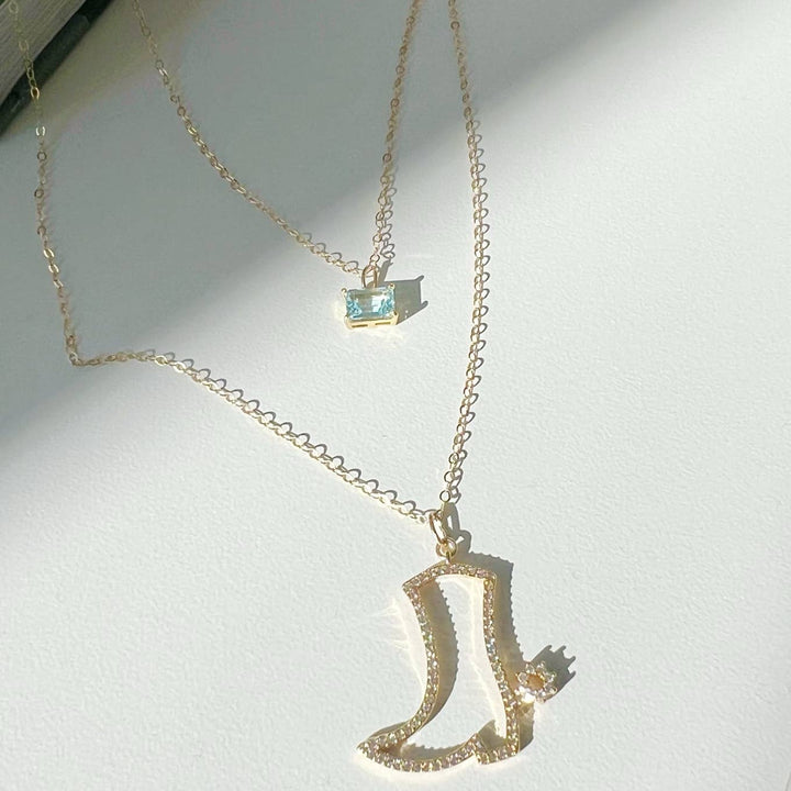 Nashville Cowboy Boot Bachelorette Necklace Gold Filled