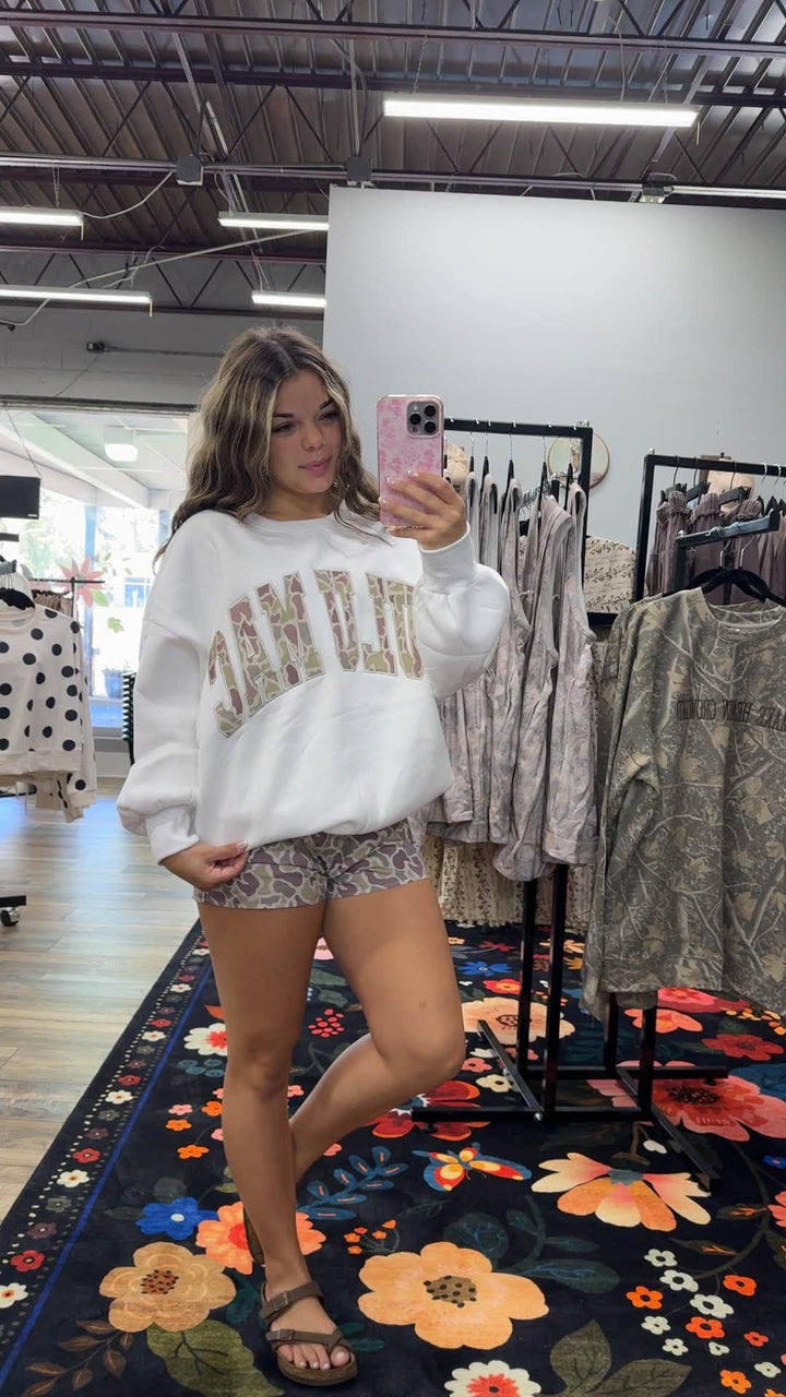 Lulu Mac White Camo Crewneck
