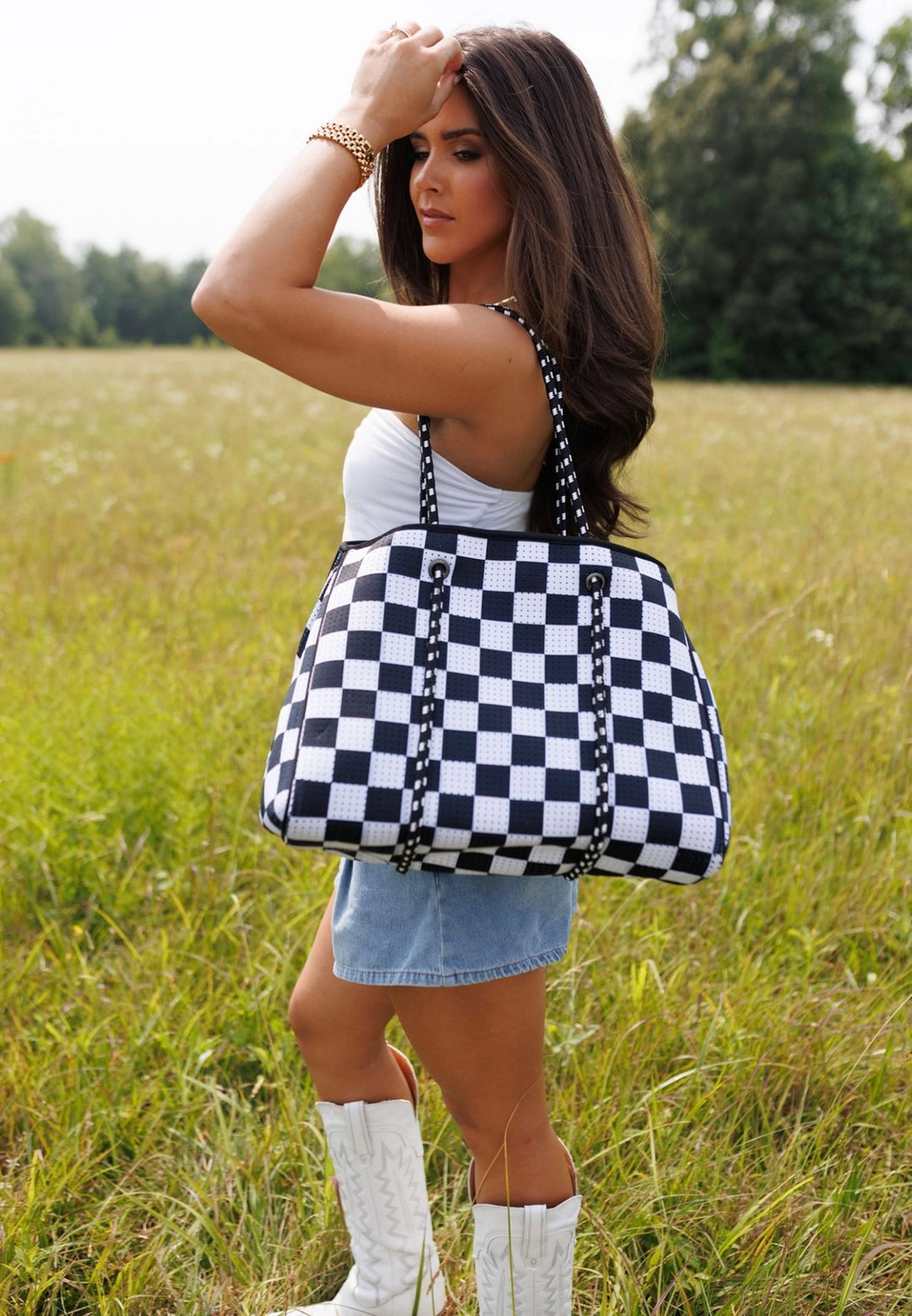 Checkered Large Tote Bag
