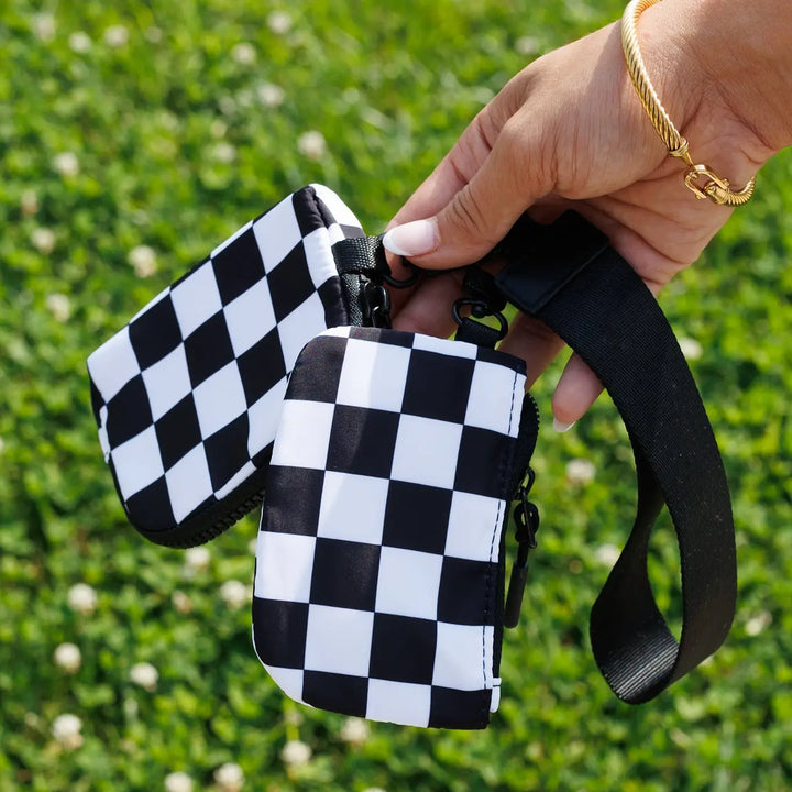 Checkerboard Dual Pouch Wristlet