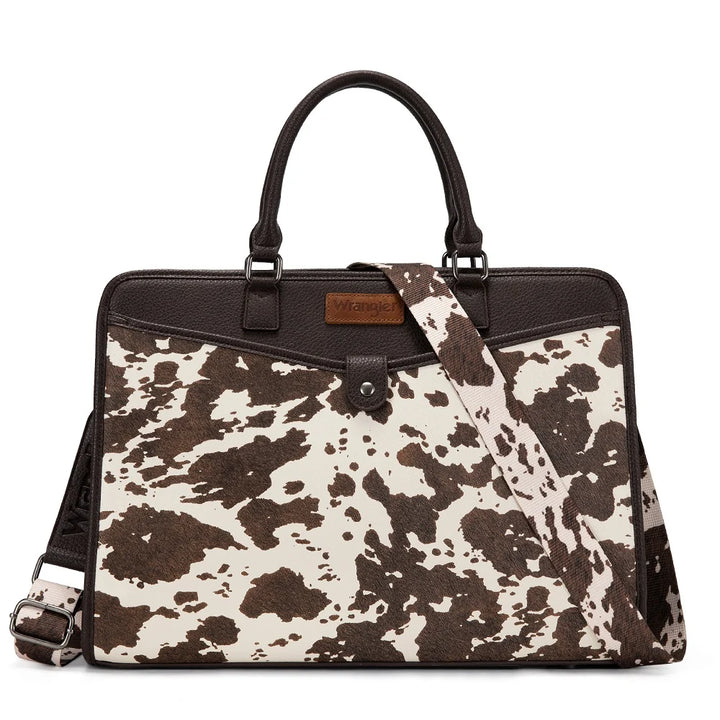Wrangler Pebbled Faux Leather Laptop Brief Bag - Cow-Coffee