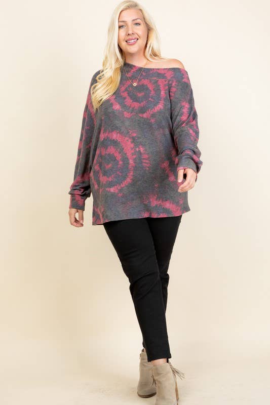 Plus Size Tie Dye Cashmere Tunic