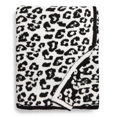 Luxe Leopard Throw Blanket - Black &amp; White Leopard
