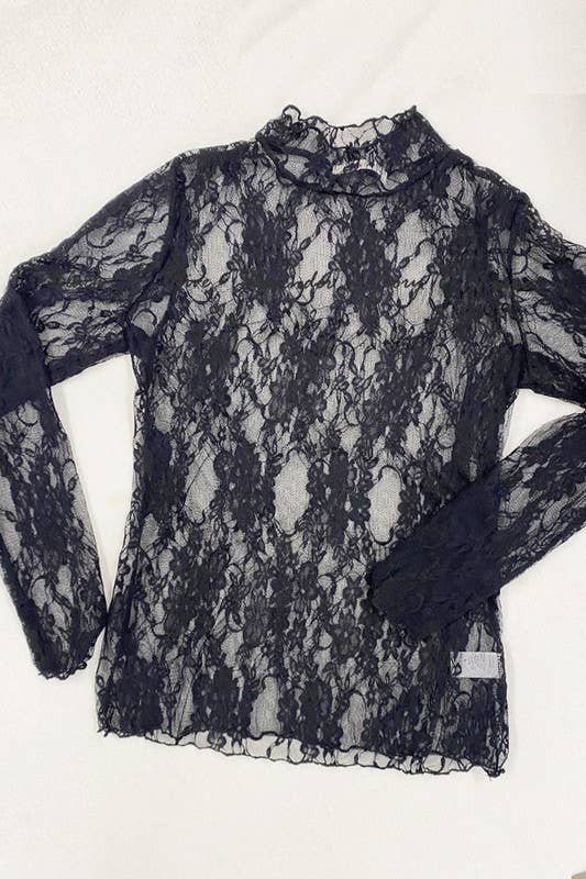 Floral Print Lace Long Sleeve Top KRT1739