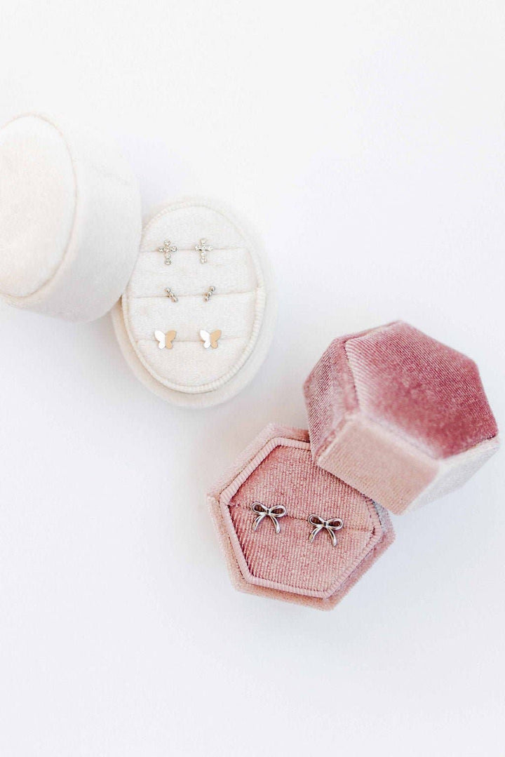 Screwback Stud Earrings - Sadie Bow Silver