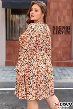 Floral Bubble Sleeve Mini Dress