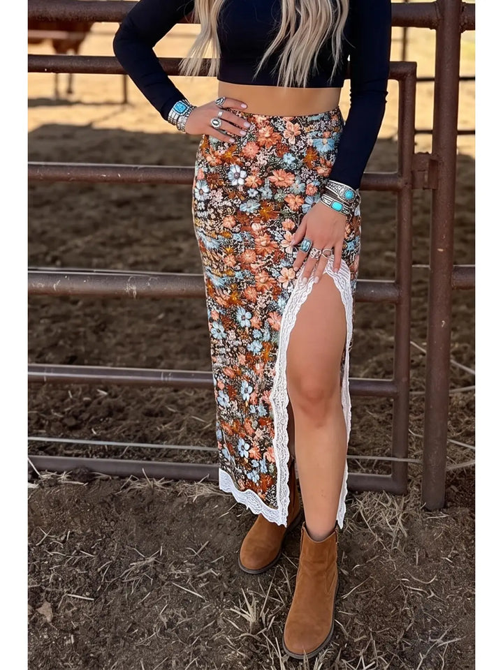 Western Multi Floral Skirt