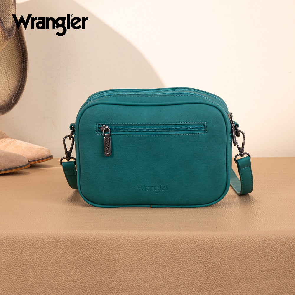 Wrangler Horseshoe Cutout Double Zip Crossbody Bag - Turquoise