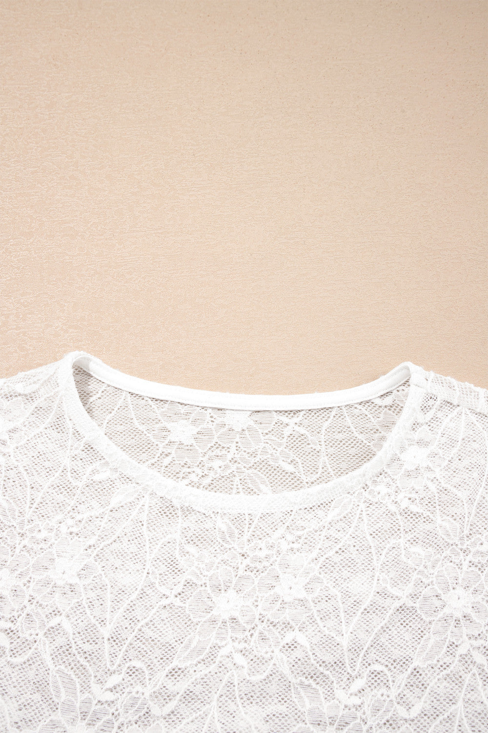 Ivory Lace Long Sleeve Mesh Top