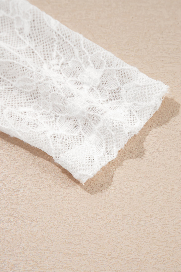 Ivory Lace Long Sleeve Mesh Top