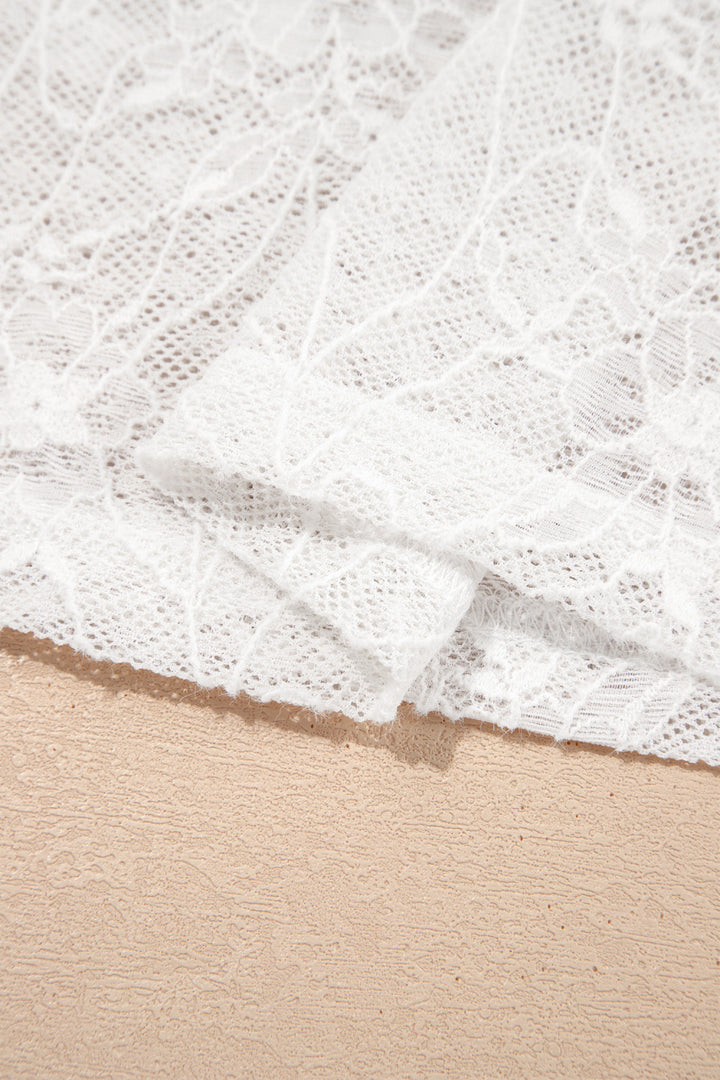 Ivory Lace Long Sleeve Mesh Top