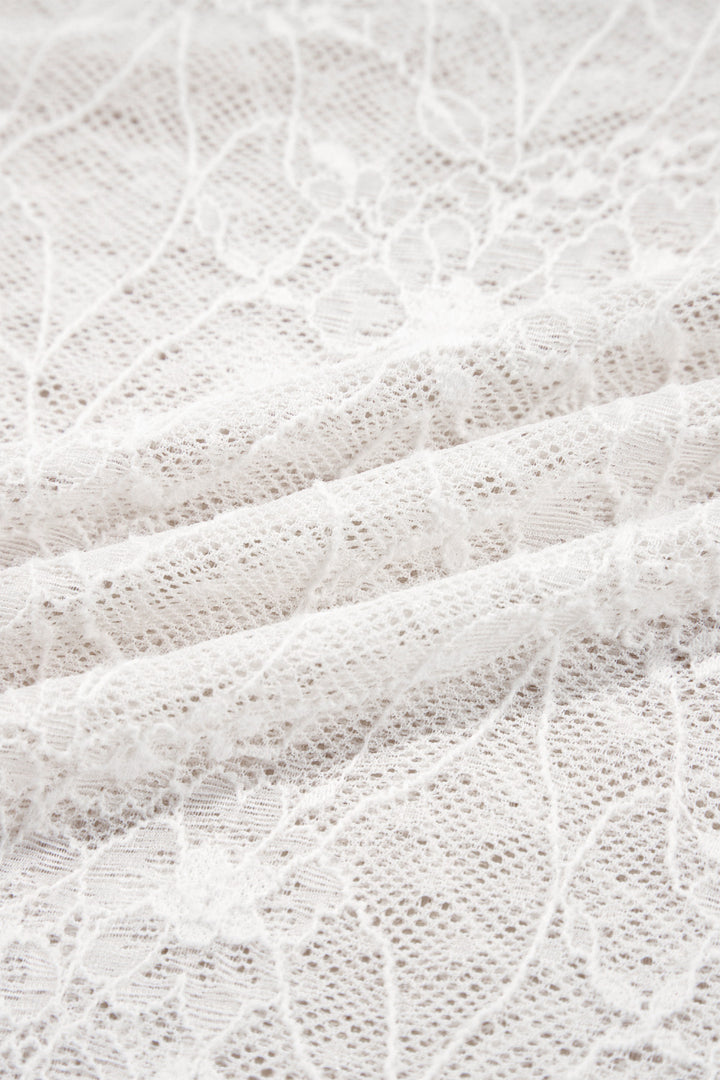 Ivory Lace Long Sleeve Mesh Top