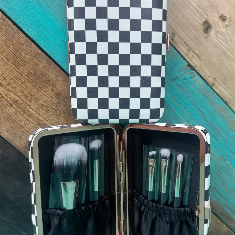 Checkered Makeup Brush Set