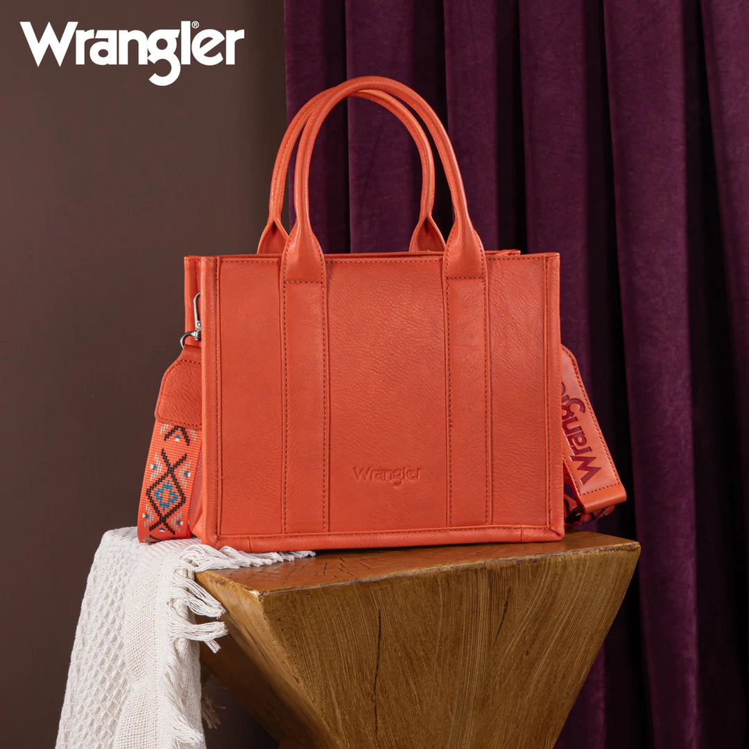 Wrangler Aztec Embroidered Tote/Crossbody - Orange