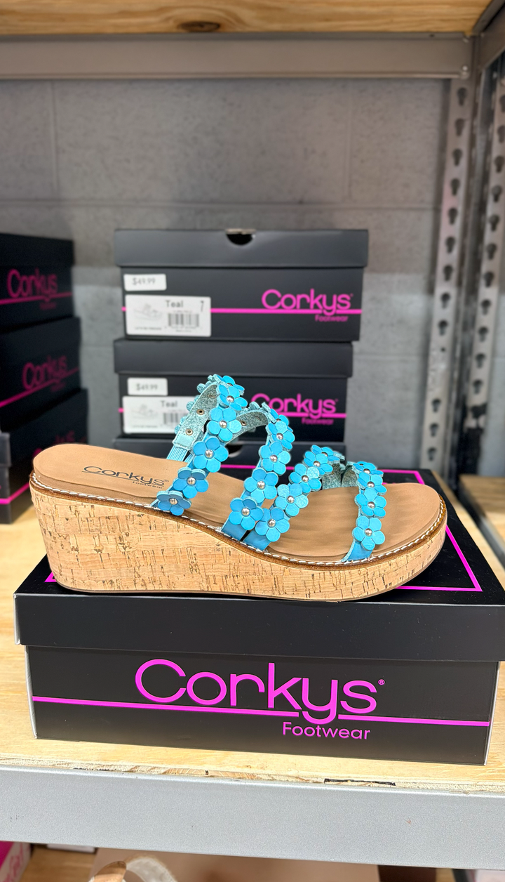 Teal Flower Corkys
