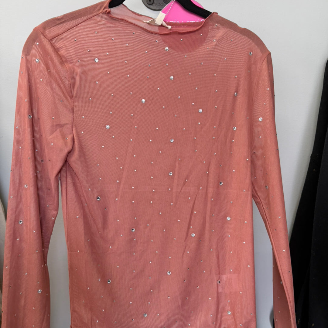 Mainstrip - Sparkled Sleeve Mesh Top