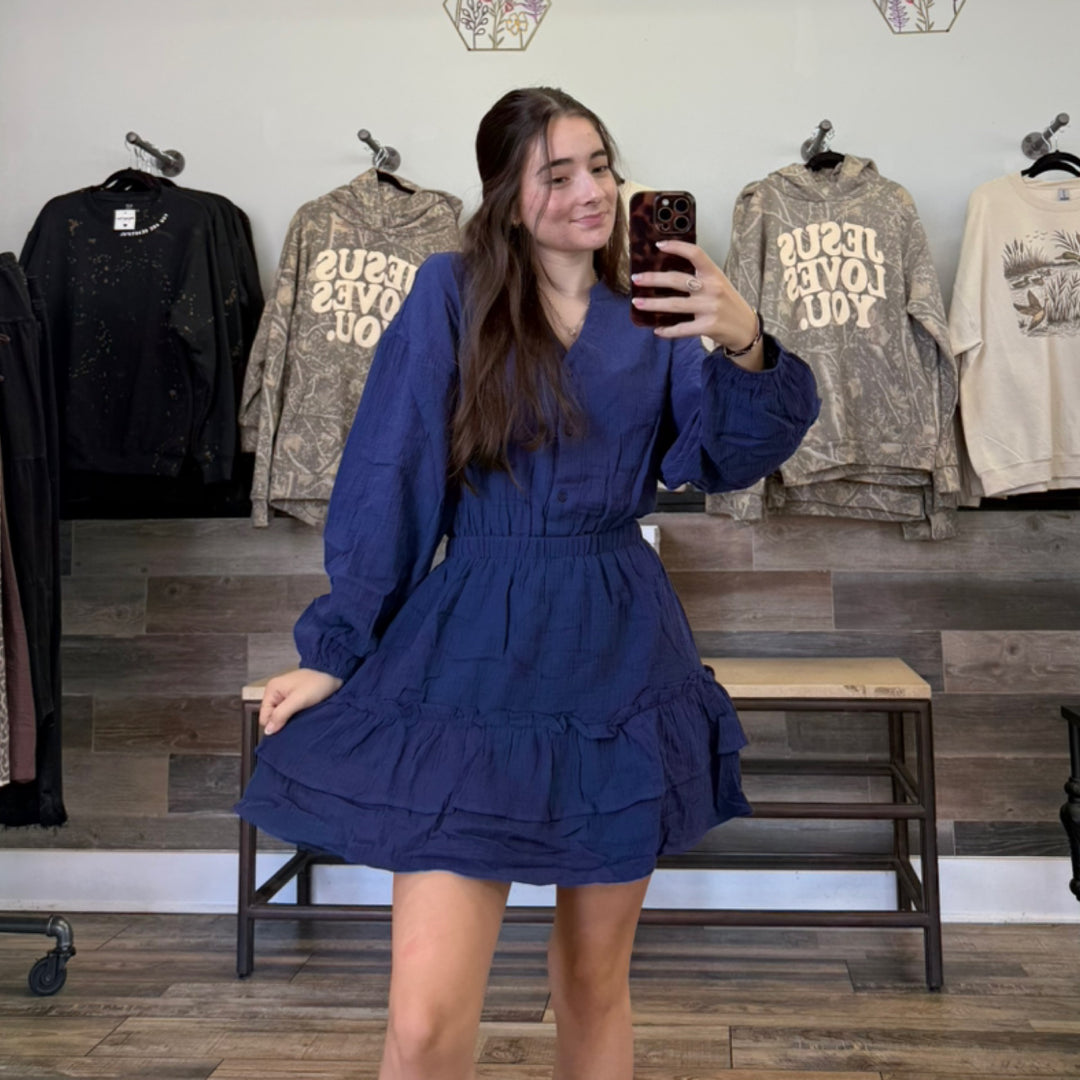 Boho Navy Tiered Dress