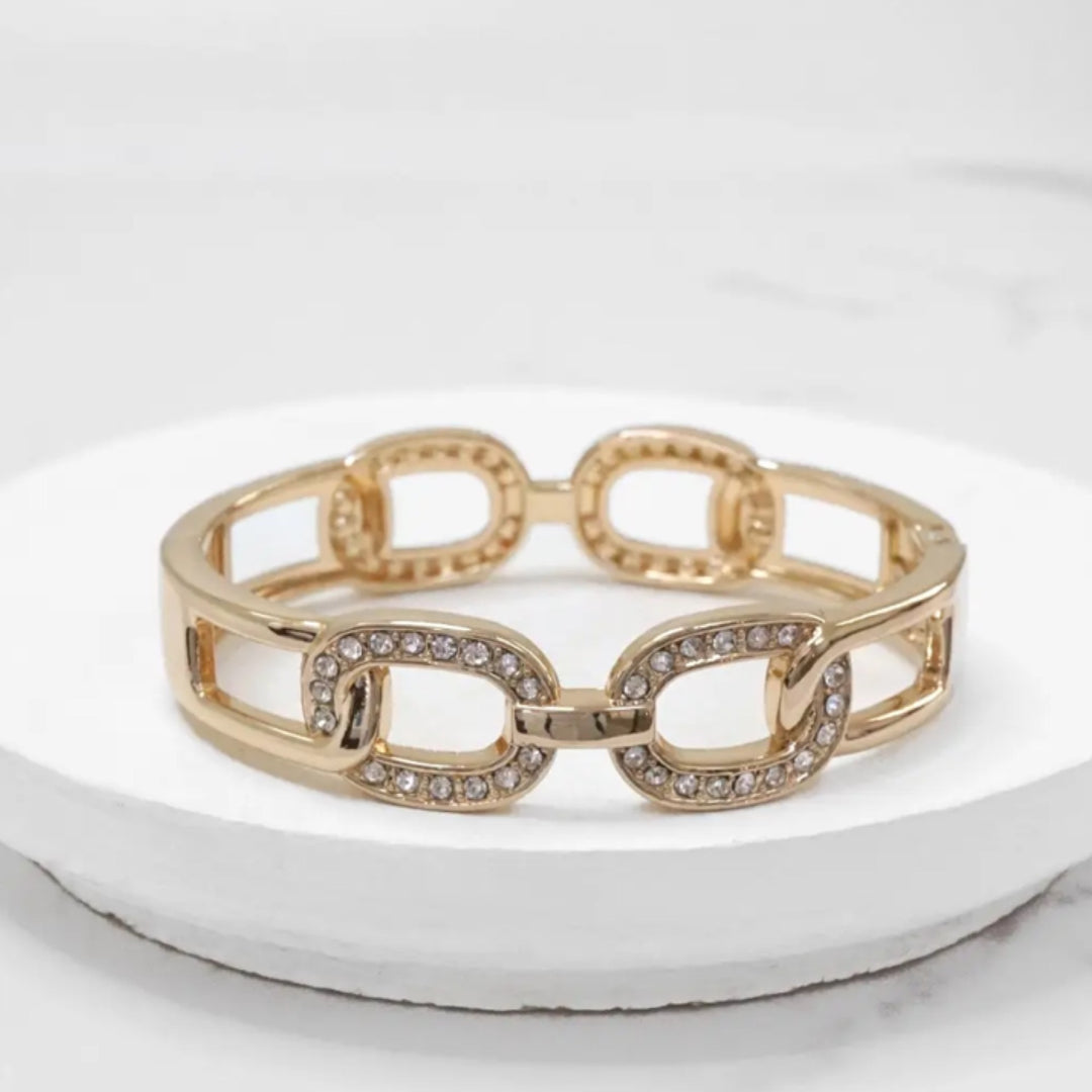 Gold Chain Sparkle Bangel Bracelet
