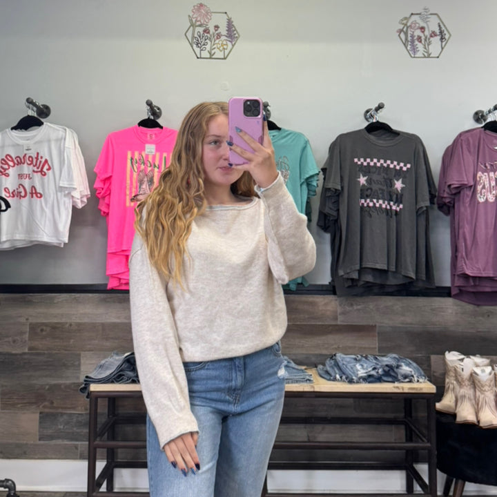 Soft Knit Pull Over Sweater In Light Brown