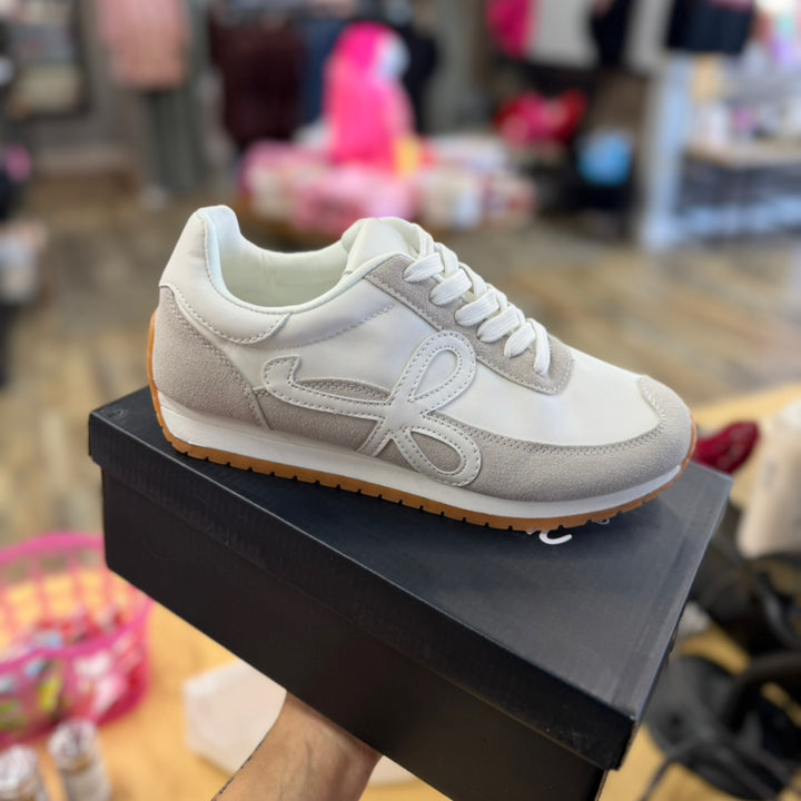 Cream Bow Tennis Shoe