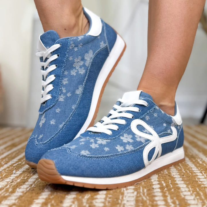 Denim Bow Tennis Shoe