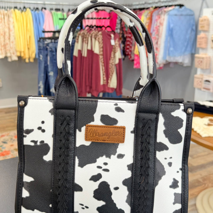 Wrangler Cow Print Tote Bag - Black
