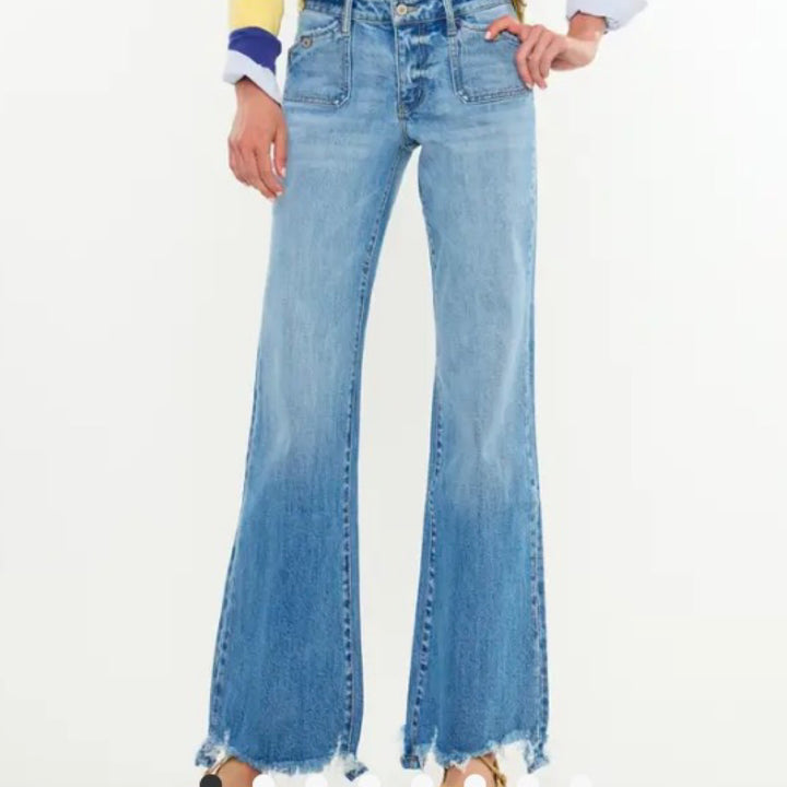 Mid-Rise Wide Flare Jeans - KanCan