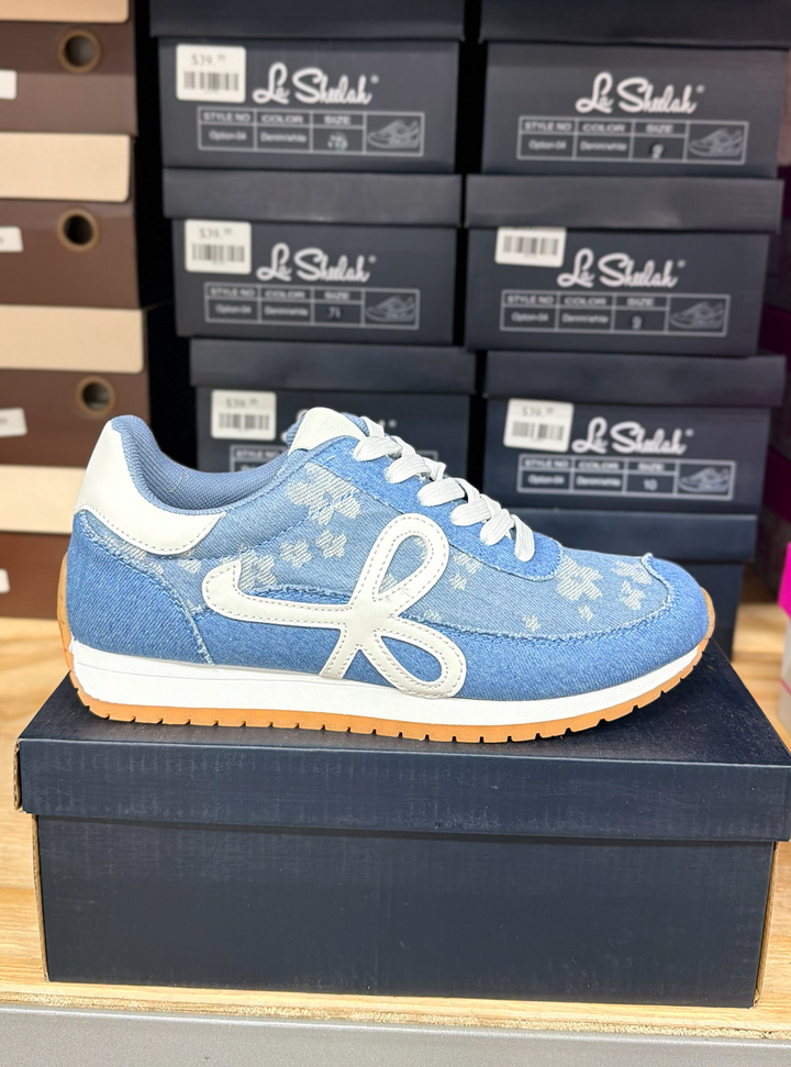 Denim Bow Tennis Shoe