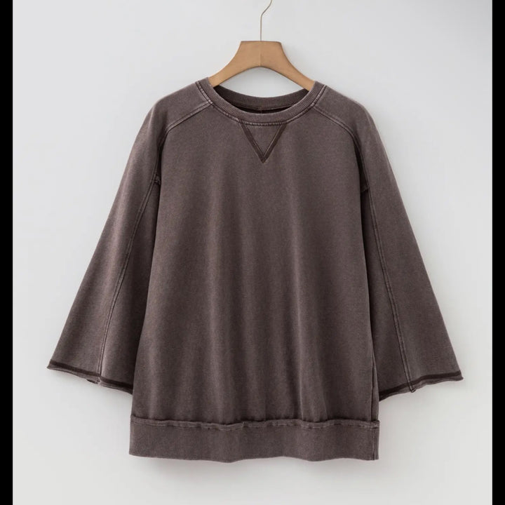 Dark Brown 3\4 Sleeve Top