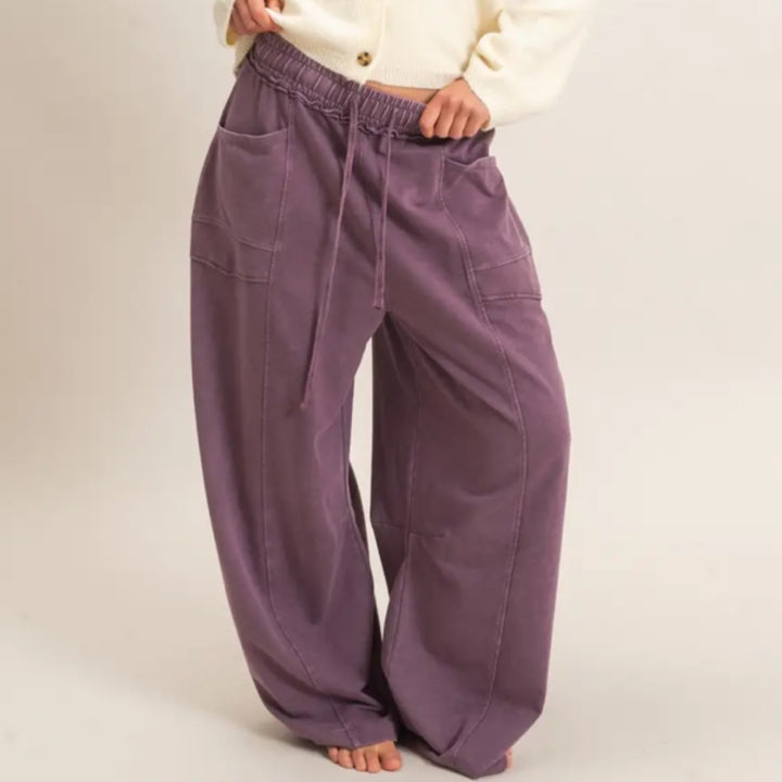 Coffee Mineral Washed Barrel Sweatpants