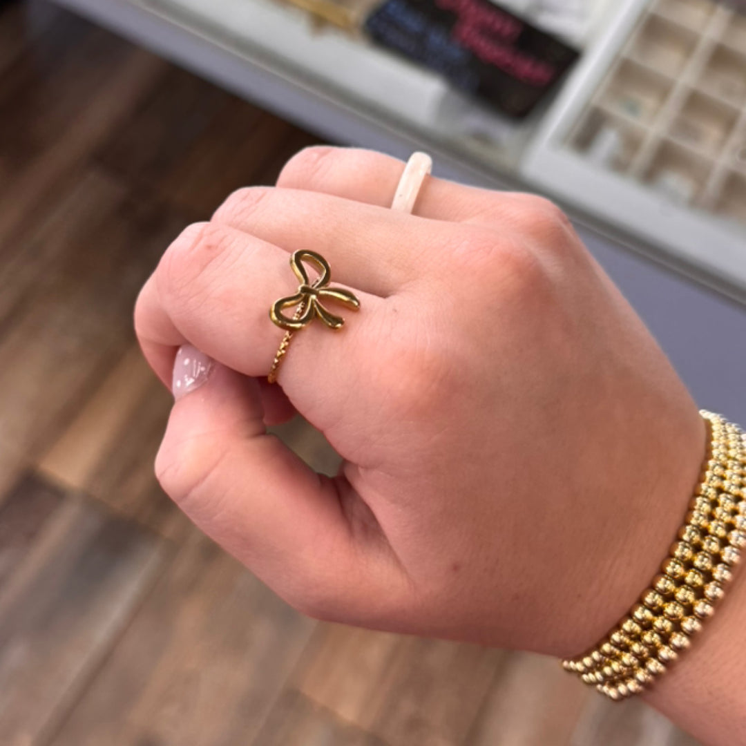 18k Stainless Steel Gold Bow Ring