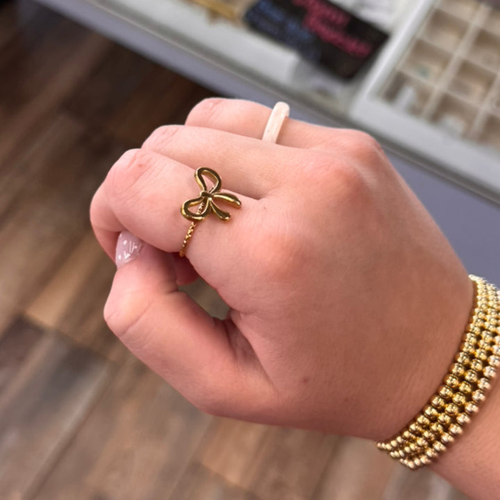 18k Stainless Steel Gold Bow Ring